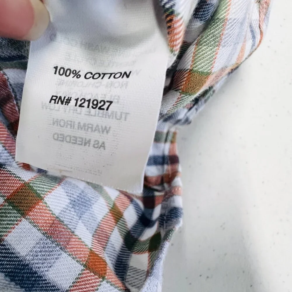 NWOT JOHNNIE-O TOP SHELF PUMPKIN GUFFY PLAID BUTTON DOWN SHIRT XXL Orange Blue - Picture 9 of 10